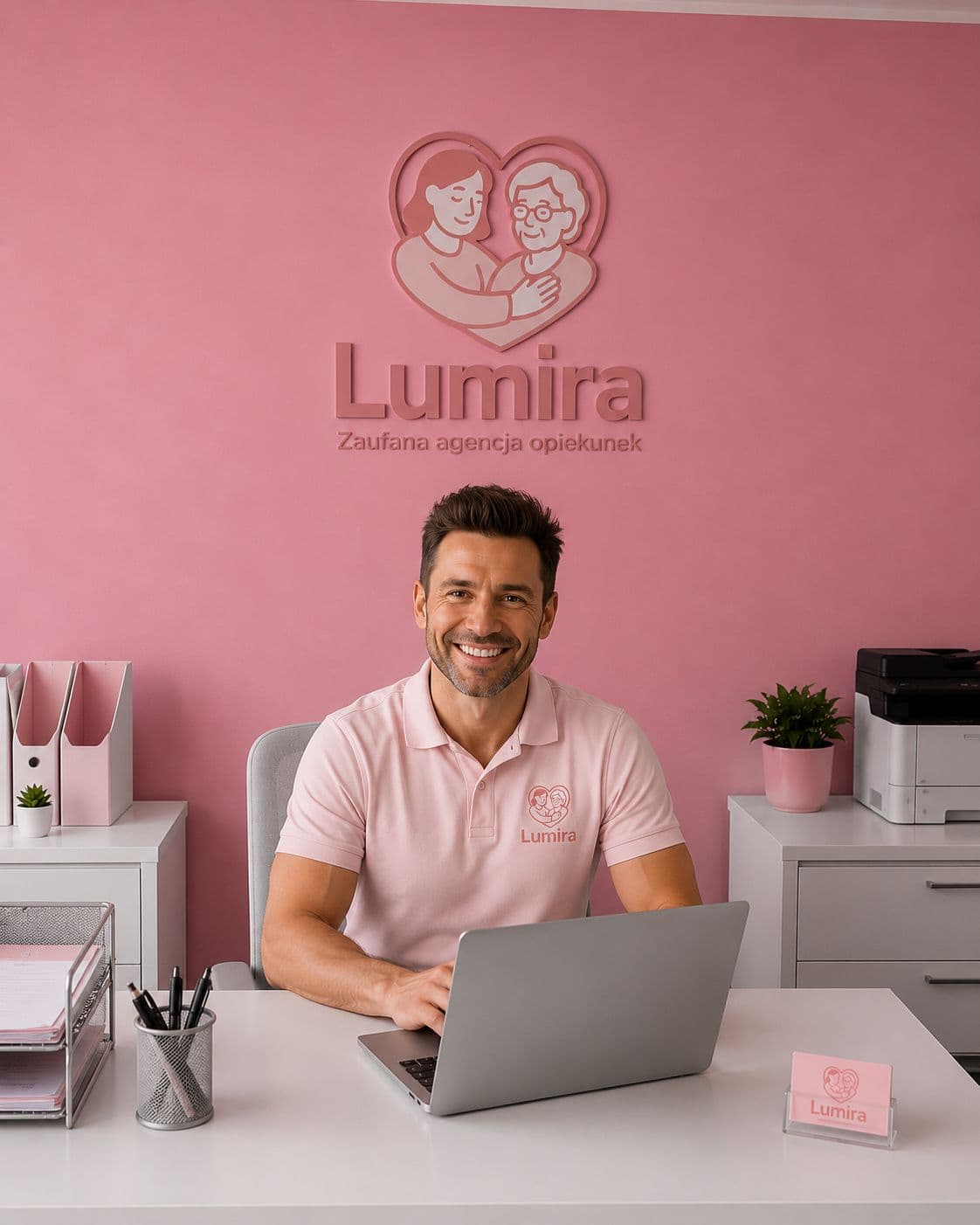 Koordynator Lumira przy biurku